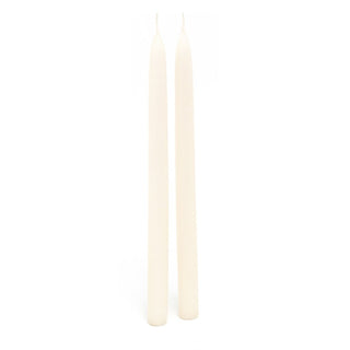 Pair of Tapered Dinner Candles | 2 Traditional Hand - dipped Taper Candles 30cm - White