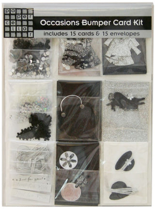 Paper Cellar Black And Silver Occasions Bumper Card Kit ~ 15 Cards And Envelopes