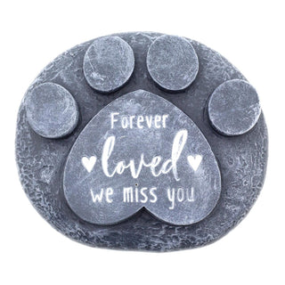 Paw Print Pet Memorial Stone Garden Marker | Commemorative Graveside Ornament | Grave Memory Plaque