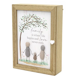 Pebble Family Key Box | Shabby Chic Wooden Key Cabinet Key Holder - 19x26cm