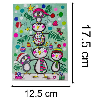 Penguin Christmas Tree - Christmas Advent Calendar Greetings Card & Envelope