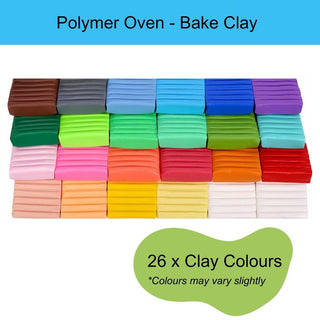 Polymer Clay Kit with 26 Colours & Tools | Soft Oven Bake Clay Set in Box