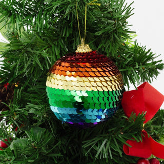 Rainbow Sequin Christmas Bauble | Multicoloured Christmas Tree Ornament - 7cm