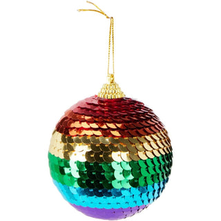 Rainbow Sequin Christmas Bauble | Multicoloured Christmas Tree Ornament - 7cm