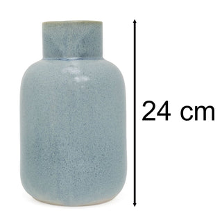Reactive Blue Glaze Short Neck Bottle Vase | Ceramic Bottle Flower Vase - 24cm