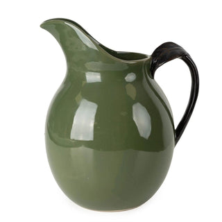 Reactive Glaze Olive Jug | Large Green Ceramic Serving Pitcher & Vase - 20cm