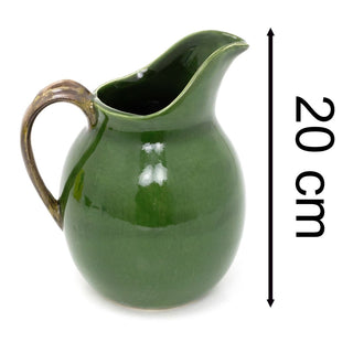 Reactive Glaze Olive Jug | Large Green Ceramic Serving Pitcher & Vase - 20cm