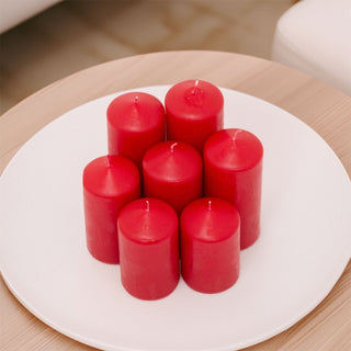 Red 7 - Piece Pillar Candle Set | Unscented Red Coloured Church Pillar Candles