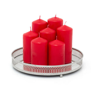Red 7 - Piece Pillar Candle Set | Unscented Red Coloured Church Pillar Candles