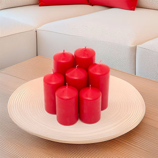 Red 7 - Piece Pillar Candle Set | Unscented Red Coloured Church Pillar Candles