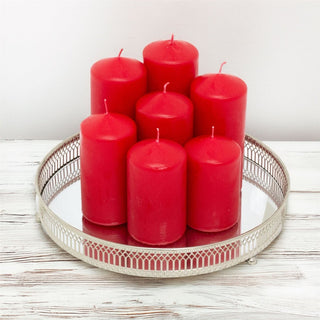 Red 7 - Piece Pillar Candle Set | Unscented Red Coloured Church Pillar Candles