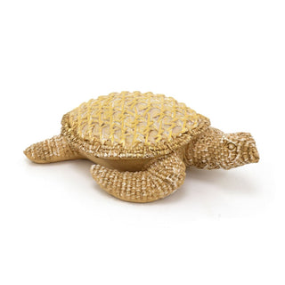 Resin Sea Turtle Ornament | Nautical Sea Turtle Figurine with Rattan Effect 21cm
