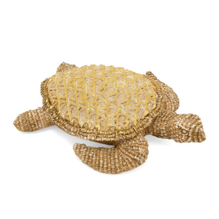 Resin Sea Turtle Ornament | Nautical Sea Turtle Figurine with Rattan Effect 21cm
