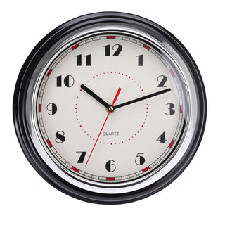 Retro Red & Black Chunky Wall Clock | Vintage Round Wall - mounted Clock - 30cm