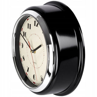 Retro Red & Black Chunky Wall Clock | Vintage Round Wall - mounted Clock - 30cm