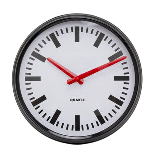 Retro Station Wall Mounted Clock | Black & Red Chunky Wall Clock - 23cm