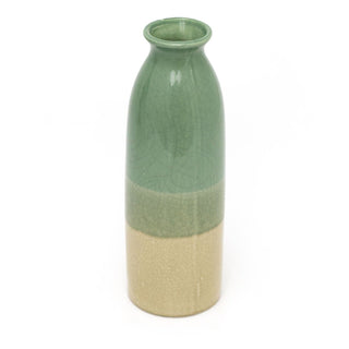 Retro Style Daisy Green Crackled Glaze Ceramic Vase | Ombre Glaze Cylinder Vase Flower Vase Pampas Grass Vase | Tall Stem Vase Decorative Vase For Flowers