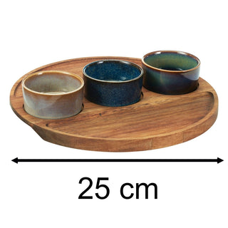 Round Dip Bowl Set with Acacia Tray | Snack Platter for Dips, Fruit & More