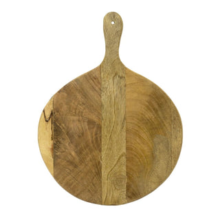 Round Mango Wood Chopping Board with Handle | Rustic Serving Platter - 40x30cm