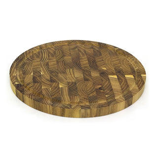 Round Teak End Grain Chopping Board | Durable Wooden Kitchen Prep & Serving 30cm