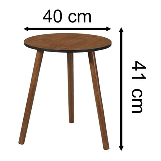 Round Wooden Side Table | Dark Wood Pedestal Accent Sofa Table - 40x41cm