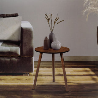 Round Wooden Side Table | Dark Wood Pedestal Accent Sofa Table - 40x41cm