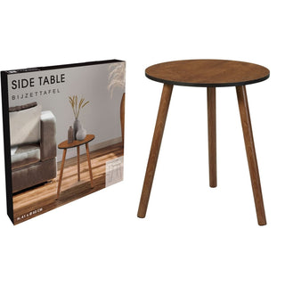 Round Wooden Side Table | Dark Wood Pedestal Accent Sofa Table - 40x41cm