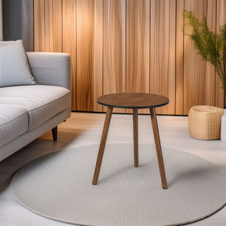 Round Wooden Side Table | Dark Wood Pedestal Accent Sofa Table - 40x41cm