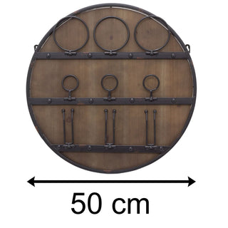 Round Wooden Wine Bottle Holder and Glasses Storage Rack | Wall Mounted Wine Organiser | Rustic Mini Bar Kitchen Decor