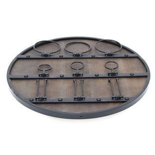 Round Wooden Wine Bottle Holder and Glasses Storage Rack | Wall Mounted Wine Organiser | Rustic Mini Bar Kitchen Decor