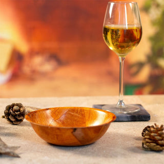 Round Wooden Woven Bowl | Kitchen Bowl Rustic Wooden Serving Bowl - 15cm