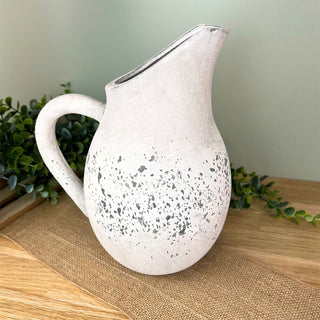 Rustic Stone - Effect Jug | Handcrafted Dried Flower Vase with Handle - 26cm