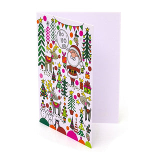Santa & Reindeer - Christmas Advent Calendar Greetings Card & Envelope