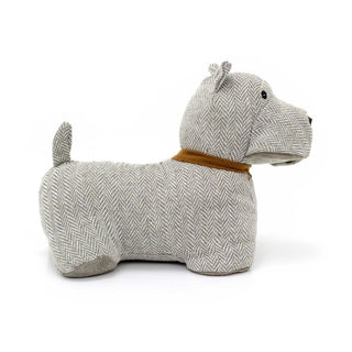 Scottie Dog Doorstop | Herringbone Fabric Dog Shaped Door Stop Animal - 1.5kg
