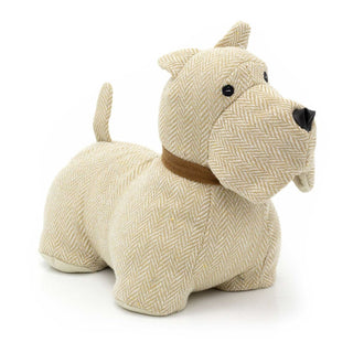 Scottie Dog Doorstop | Herringbone Fabric Dog Shaped Door Stop Animal - 1.5kg