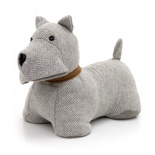 Scottie Dog Doorstop | Herringbone Fabric Dog Shaped Door Stop Animal - 1.5kg