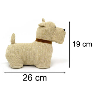 Scottie Dog Doorstop | Herringbone Fabric Dog Shaped Door Stop Animal - 1.5kg