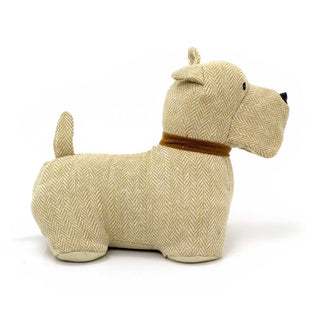 Scottie Dog Doorstop | Herringbone Fabric Dog Shaped Door Stop Animal - 1.5kg