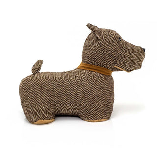 Scottie Dog Doorstop | Herringbone Fabric Dog Shaped Door Stop Animal - 1.5kg