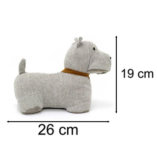Scottie Dog Doorstop | Herringbone Fabric Dog Shaped Door Stop Animal - 1.5kg