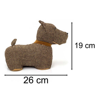 Scottie Dog Doorstop | Herringbone Fabric Dog Shaped Door Stop Animal - 1.5kg