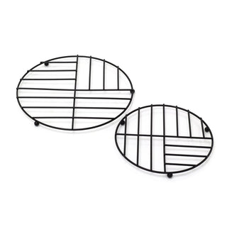 Set Of 2 Black Iron Trivet Stands | 2 Piece Pot And Pan Stand Metal Trivet Trays