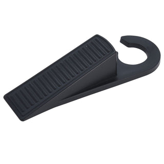 Set of 2 Door Stop Wedges | Black Doorstops with Hook for Home or Office Use