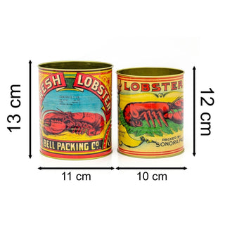 Set of 2 Retro Style Vintage Lobster Storage Tins | Decorative Tinned Fish Cans