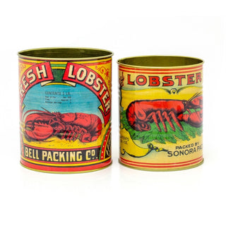 Set of 2 Retro Style Vintage Lobster Storage Tins | Decorative Tinned Fish Cans