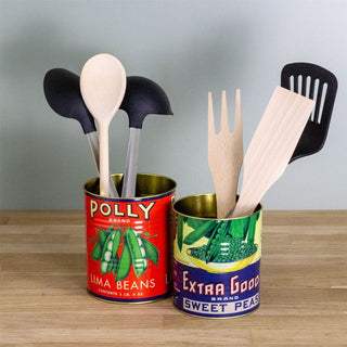 Set of 2 Retro Style Vintage Peas Storage Tins | Decorative Tinned Food Cans