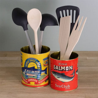 Set of 2 Retro Style Vintage Salmon Storage Tins | Decorative Tinned Fish Cans