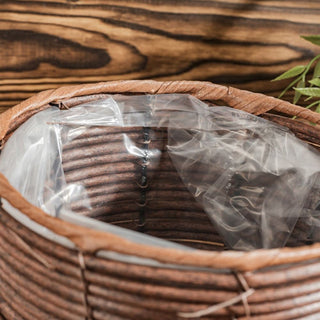 Set Of 2 Wicker Outdoor Planters | Willow Basket Garden Flower Plant Pots