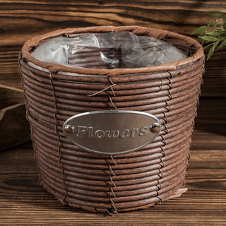 Set Of 2 Wicker Outdoor Planters | Willow Basket Garden Flower Plant Pots