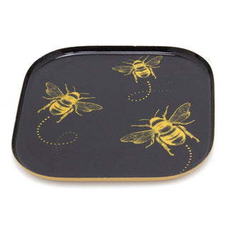 Set Of 3 Black and Gold Bee Display Tray Candle Trays | 3 Piece Metal Trinket Tray Jewellery Dish | Display Dish Set